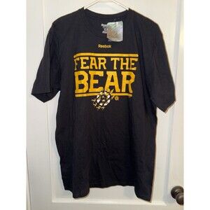 NWT Reebok Mens Size L Boston Bruins Fear the Bear Black Short Sleeve T Shirt